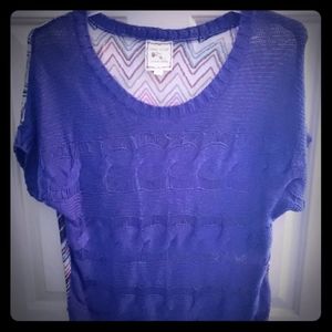 XL pink rose knit and sheer top